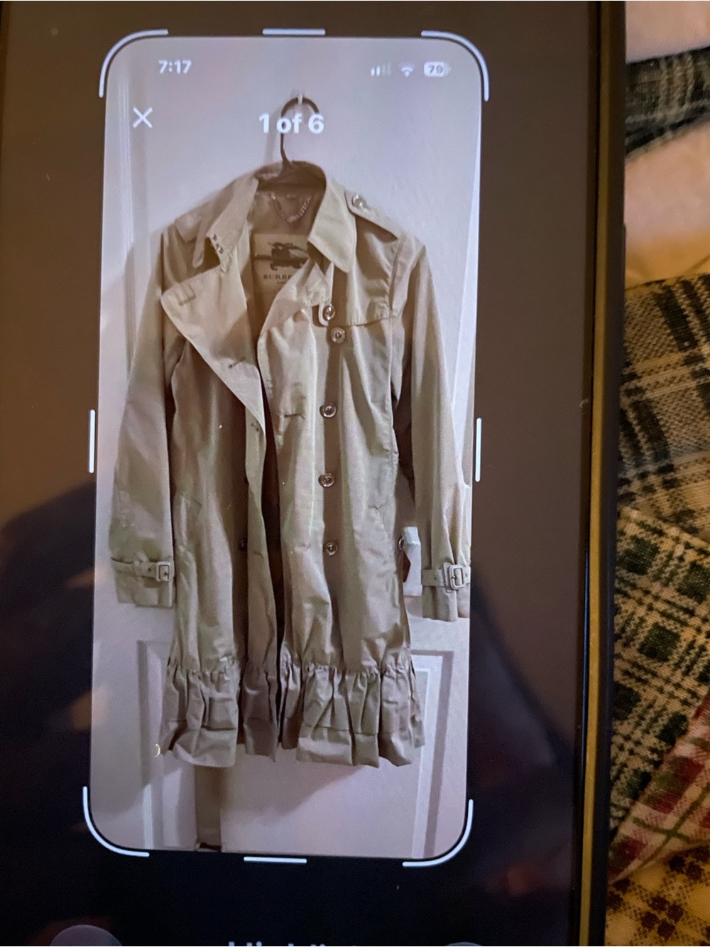 Burberry Tan Trench Coat with Button Front